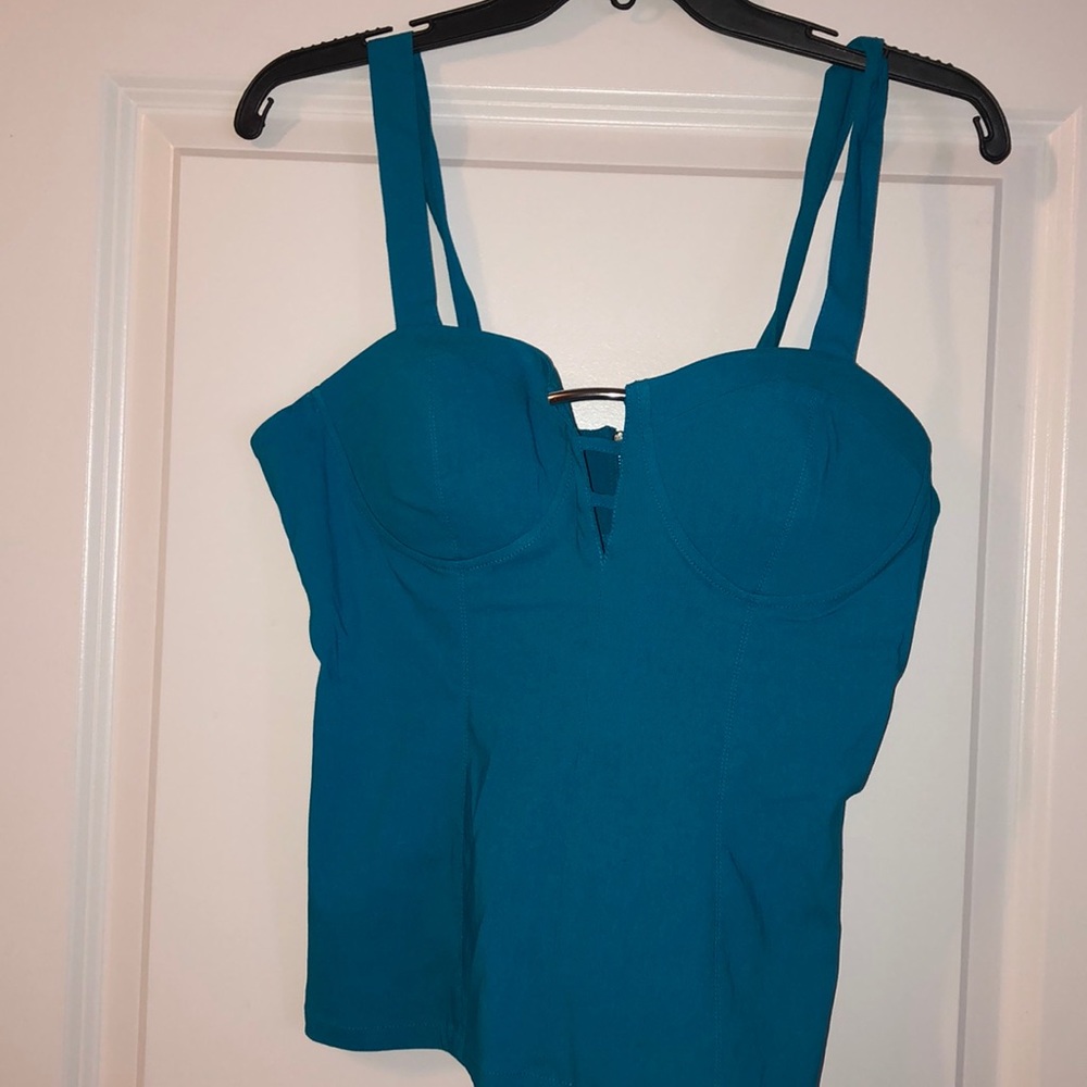 Blue Guess bustier top with zippered back